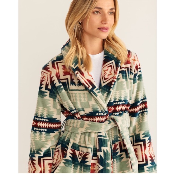 Pendleton Silver Blue Harding Star Robe is Southwestern Sage Green M - Picture 2 of 9